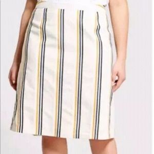 Who What Wear Skirt Linen Plus Size 24W Lined Striped PERFECT NEW with Tags!
